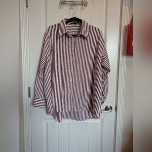 Striped Men's Shirt - Red and White